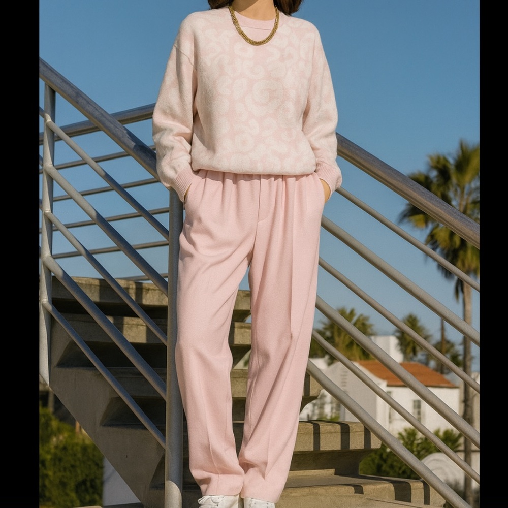 Vintage 1980’s Alfred Dunner 2 Piece Set Powder Pink Floral Sweater - Picture 3 of 16